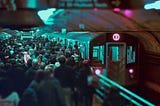 Crowded subway platform. A crush of humanity.