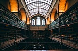 Large library with glass ceiling