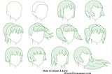 How to Draw Anime Hair girl in 3/4 View Step by Step