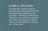 The Imposter Complex Wants to Keep You Alone & Isolated — Tanya Geisler