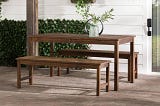 Boho Picnic Table with Umbrella Hole and Benches | Image