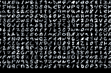 Visualization of the EMNIST Dataset. An image of various handwritten letters and digits.