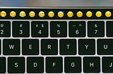 Keyboard with emojis at the top