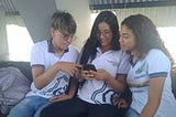 Teens on a phone