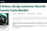 Due puntate in radio per un ricordo di Carlo Bordini: qui i podcast