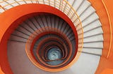 White and orange spiral staircase