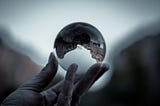 Glass globe with upside-down perspective