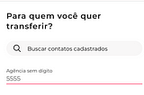 Tela de transferência do Aplicativo Bradesco. No topo da tela, está a pergunta: para quem você quer transferir?