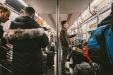 A crowded subway train