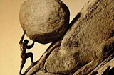 Presentation image: Sisyphus pushing the boulder