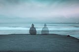 A man sitting on the sea shore. Nobles. Lost Wisdom Of Solitude.