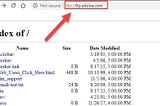Anonymous access in browser to Adobe FTP server.