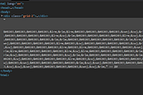Screenshot of raw HTML from the webpage. It highlights over the zero width characters found in the code.