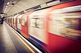 Speeding train on platform.