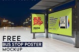 Free Bus Stop Poster Mock-up PSD Template Download