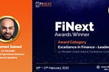 Mohamed Saieed awarded the ‘Excellence in Finance Leaders’ award at FiNext Conference Dubai 2020.