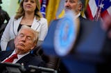President Donald Trump appears to fall asleep during an event on lowering drug prices in the Oval Office at the White House on November 6, 2025.