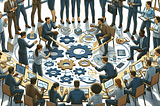 A group of people working togetherTeamwork Excellence Illustration