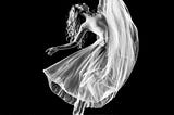 Ethereal female dancer in black-and-white — it’s very arty, striking, and beautiful