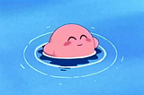 kirby floating contently in water