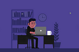 A freelancer working at night