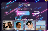 Fairdeo’s landing page, GIF.