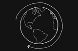 Animation of a revolving Earth surrounded by an arrow to represent a circular economy.