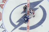 Faceoff between the Rangers and Lightning