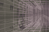 GIF image of a rained street, few grid lines and shards containing reflections. All blending together like image is breathing.