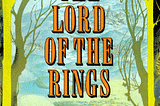 A book cover with stylized yellow trees on both sides framing a peaceful pastoral image showing rural area. There is a small group of people in the foreground on top of a hill.