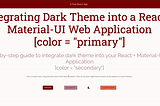 Integrating Dark Theme Into Your React and Material-UI Web Application
