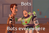 meme GIF of Buzz Lightyear and Woody about Bots Everwhere