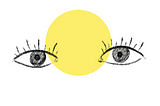 A pair of eyes that blink, focus on a dot, move away as if distracted by the moving dot.