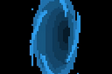Pixel art animé du portal bleu du jeu du même nom