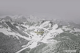 An animated 3D map of the Stevens Pass ski area in Washington state.