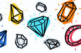 A group of sparkling diamonds