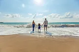 family at the ocean