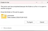 How to move a folder when something is blocking it: ‘Folder In Use The action can’t be completed…