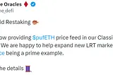 Powering Liquid Restaking RedStone is now providing $pufETH price feed in our Classic (Push) Oracle model. We are happy to help expand new LRT markets, with @puffer_finance being a prime example.