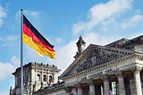 German building with german flag