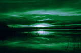 Sunset in infrared. Green colors.