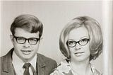 Black and white portrait of a young couple in the l1960s