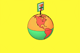 An illustrated gif of 7-Eleven signs popping up all around the world.