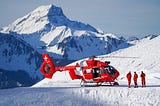 Rescue helicopter in the snow