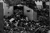 war torn city rubble