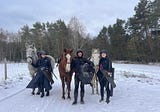 Horseback archery competition in the forest