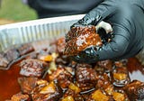 HOT HONEY PEACH PORK BELLY BURNT ENDS