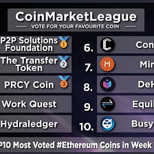 Week 14 — $P2PS Continues to be Voted to #1 Position Through Public Voting in #Ethereum League on…