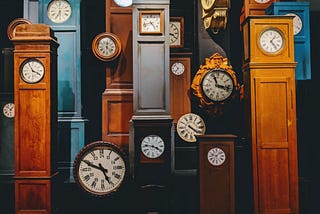 Multiple antique clocks