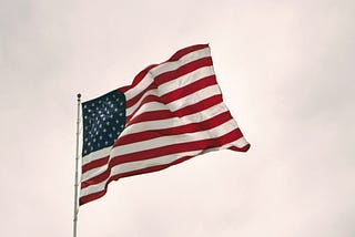 Old Glory waving in the wind.